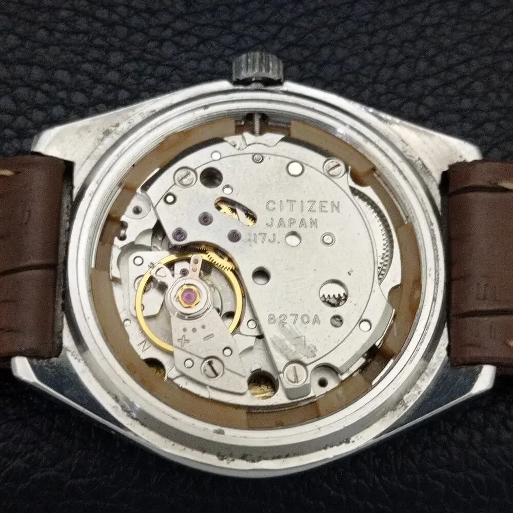 Vintage 1973 Citizen Manual Wound Mens Silver Watch & Gold accents